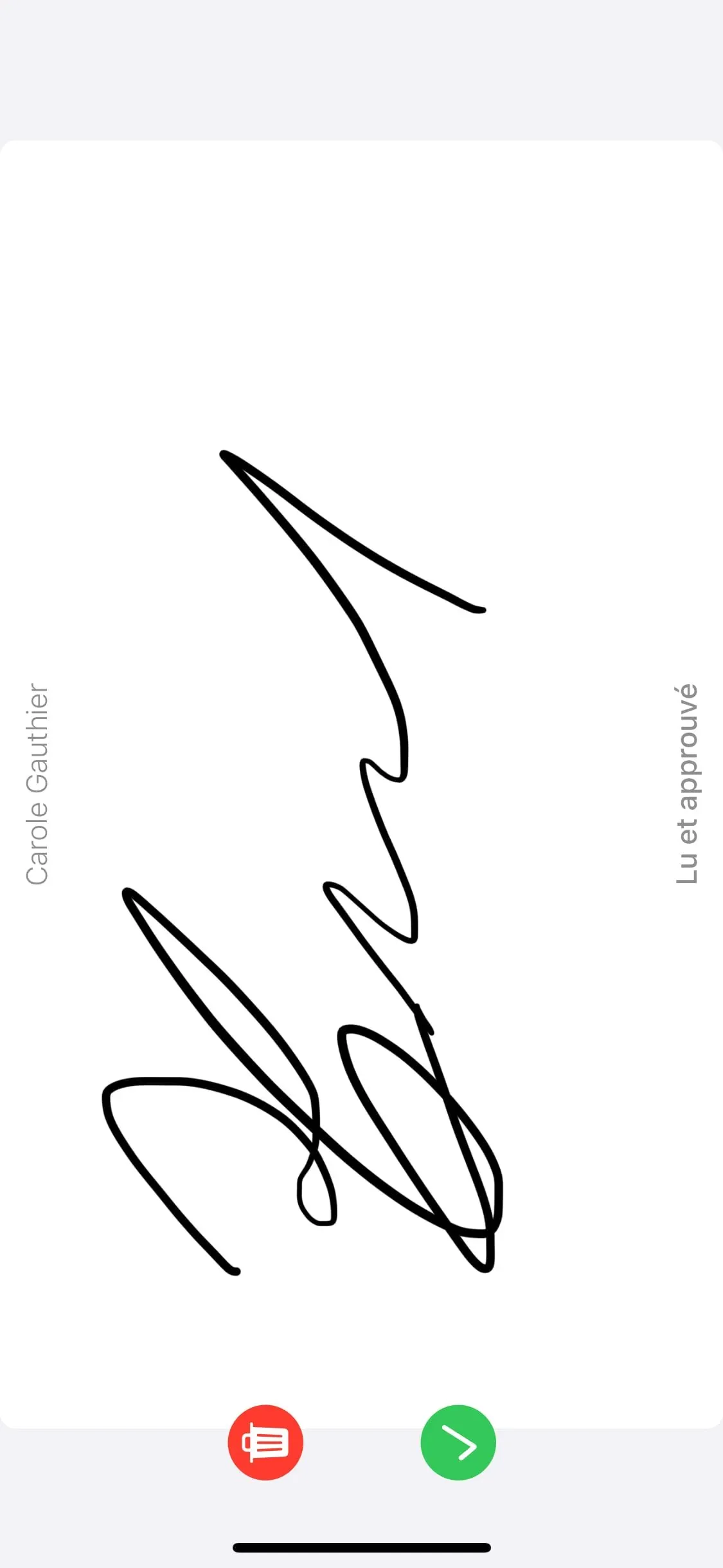 Signature directement sur l'appareil