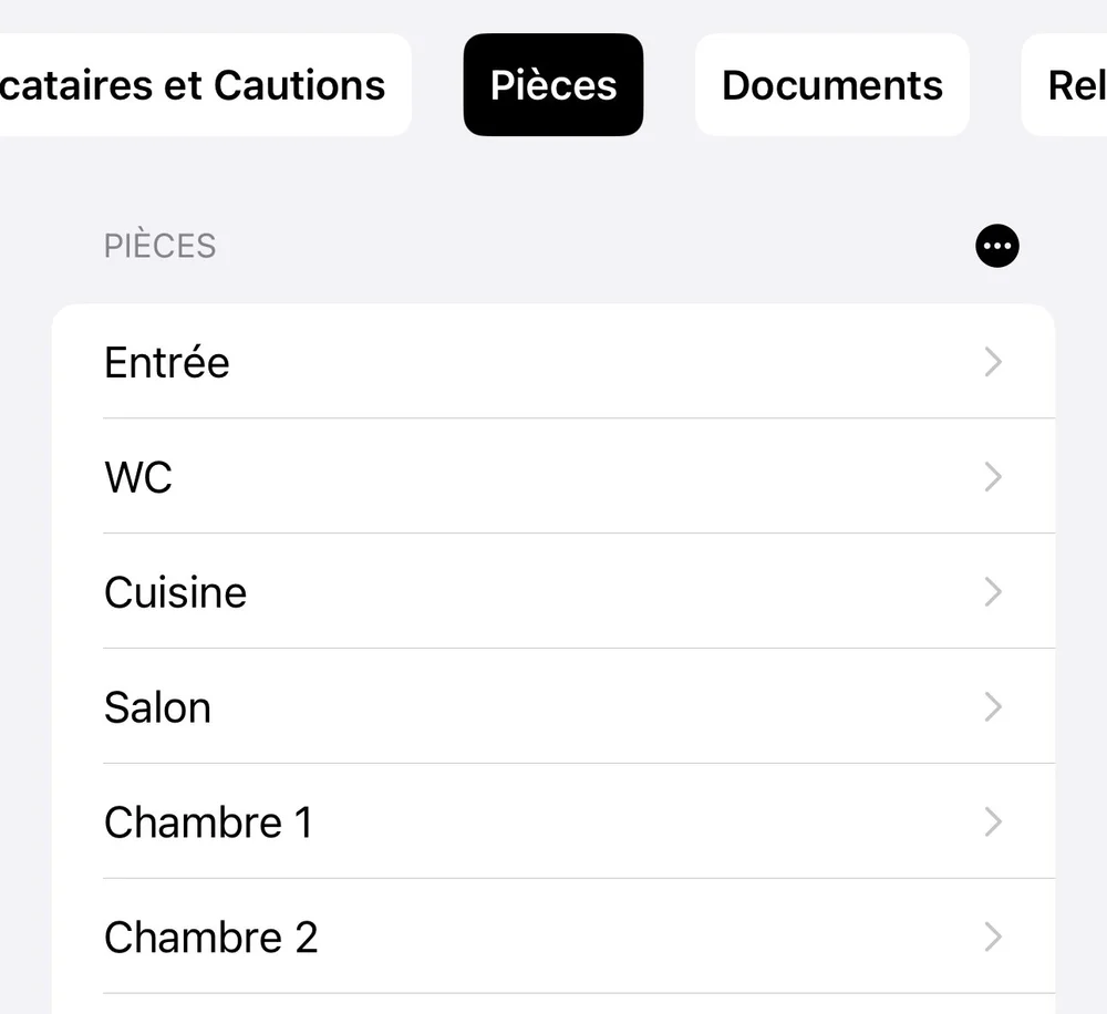 L'éditeur d'état des lieux avec le menu d'ajout d'une pièce